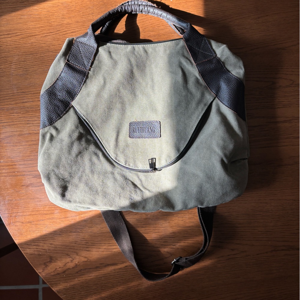 Olive Green Canvas Hobo Messenger Bag